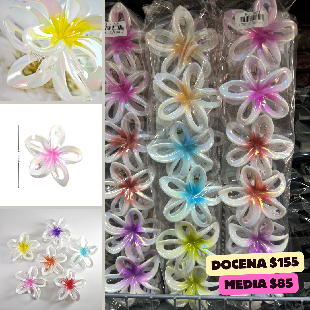 pinza en flor brillosa, codigo a805bis