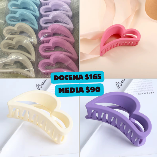 pinza de medio corazon de colores, codigo a151bis