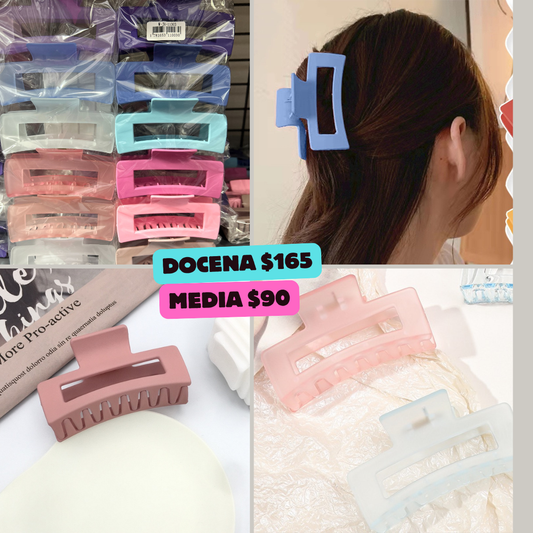 pinza rectangulo de colores, mate y transparente, codigo a47BIS