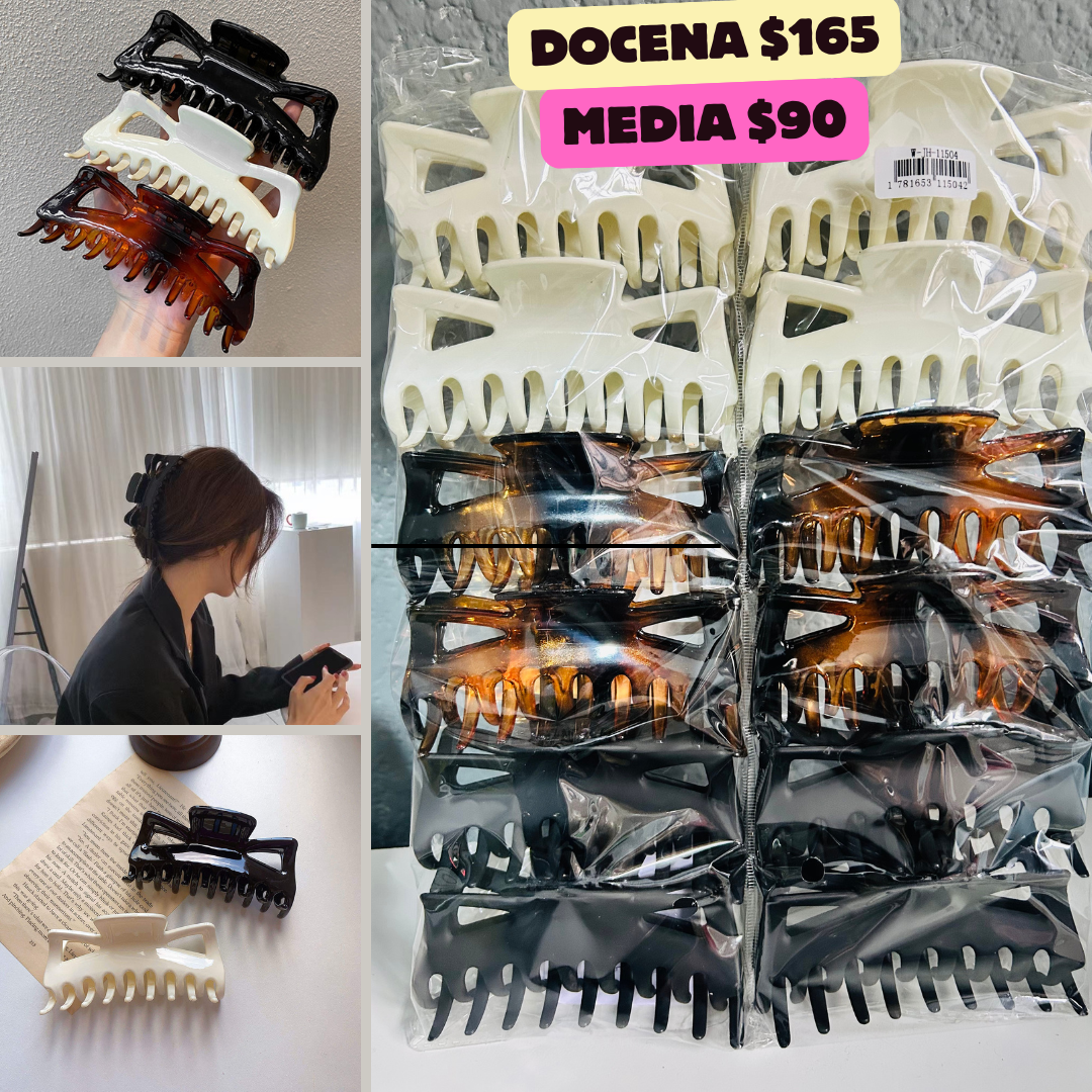 pinza en tonos cafe, blanco y negro codigo a710