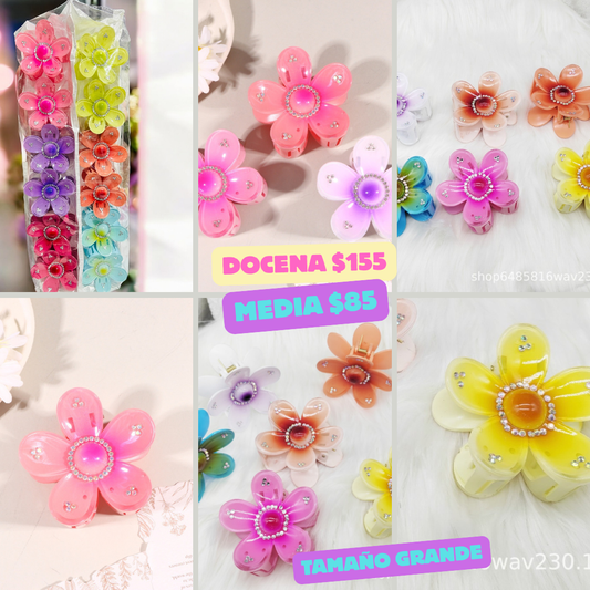 pinza flor con piedras, codigo a63