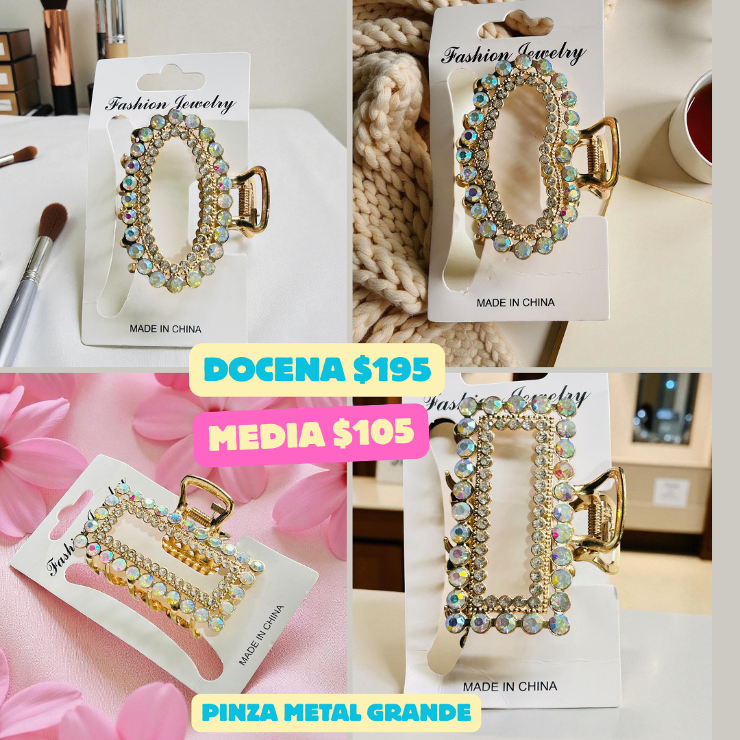 Pinza metal con piedra grande, codigo a167