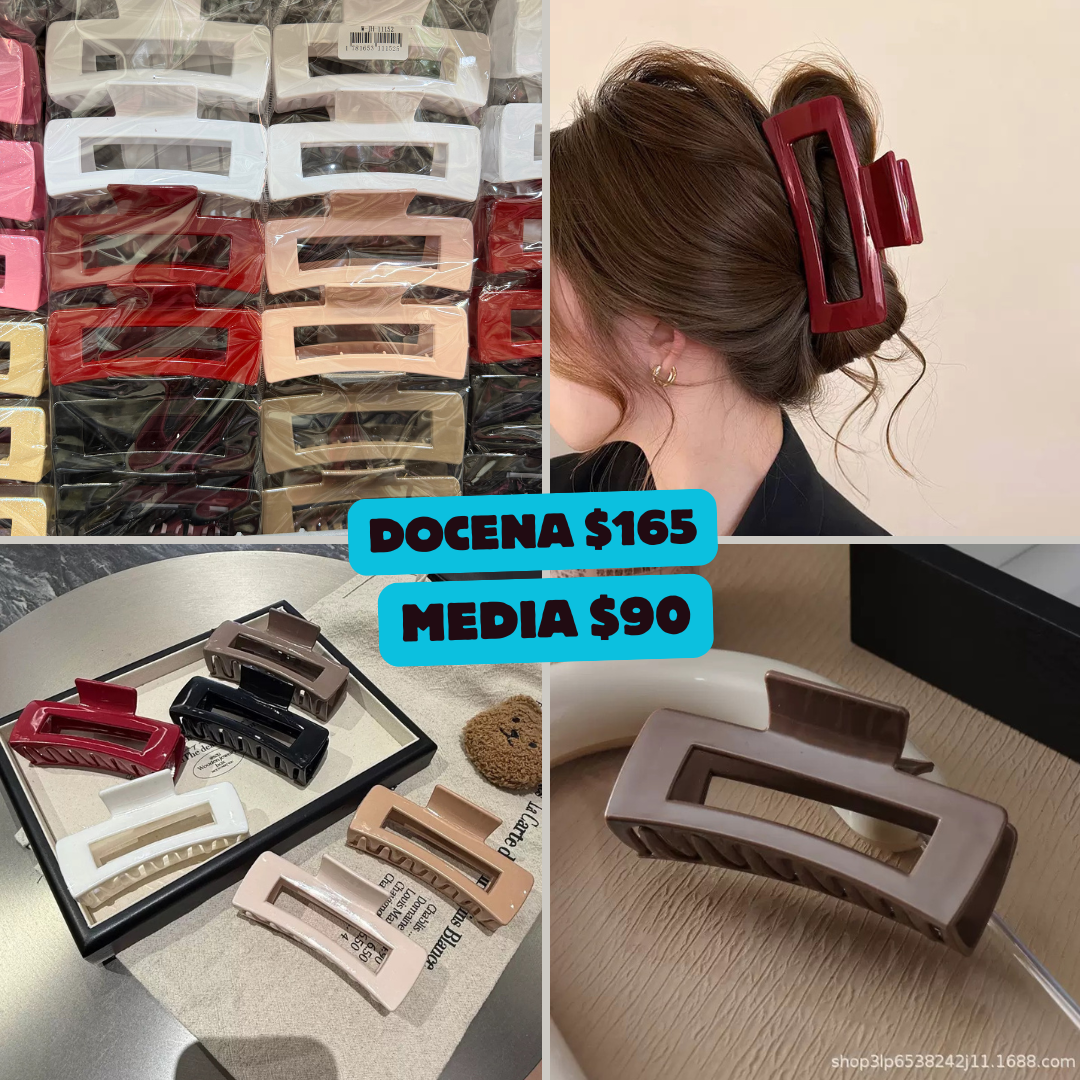 pinza rectangulo rojo, blanco, salmón, y negra, codigo a15bis