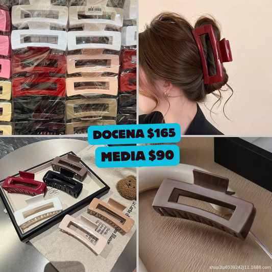 pinza rectangulo rojo, blanco, salmón, y negra, codigo a15bis