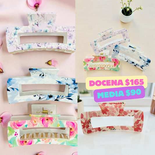 Pinza rectangulo de flores, codigo a263