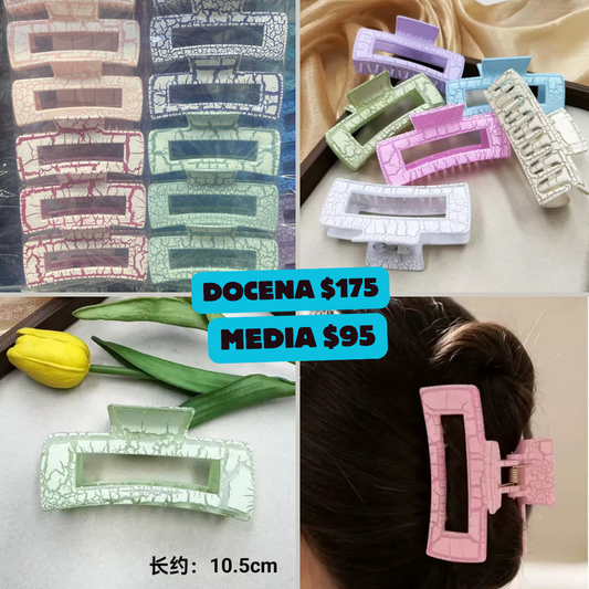 pinza craqueleada rectangulo de colores, codigo a296bis