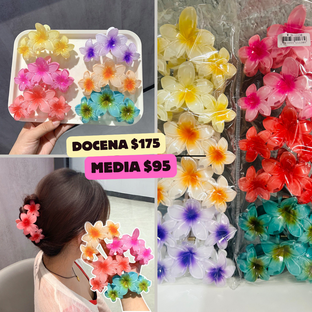 pinza hawaiana en flores triple, codigo a283