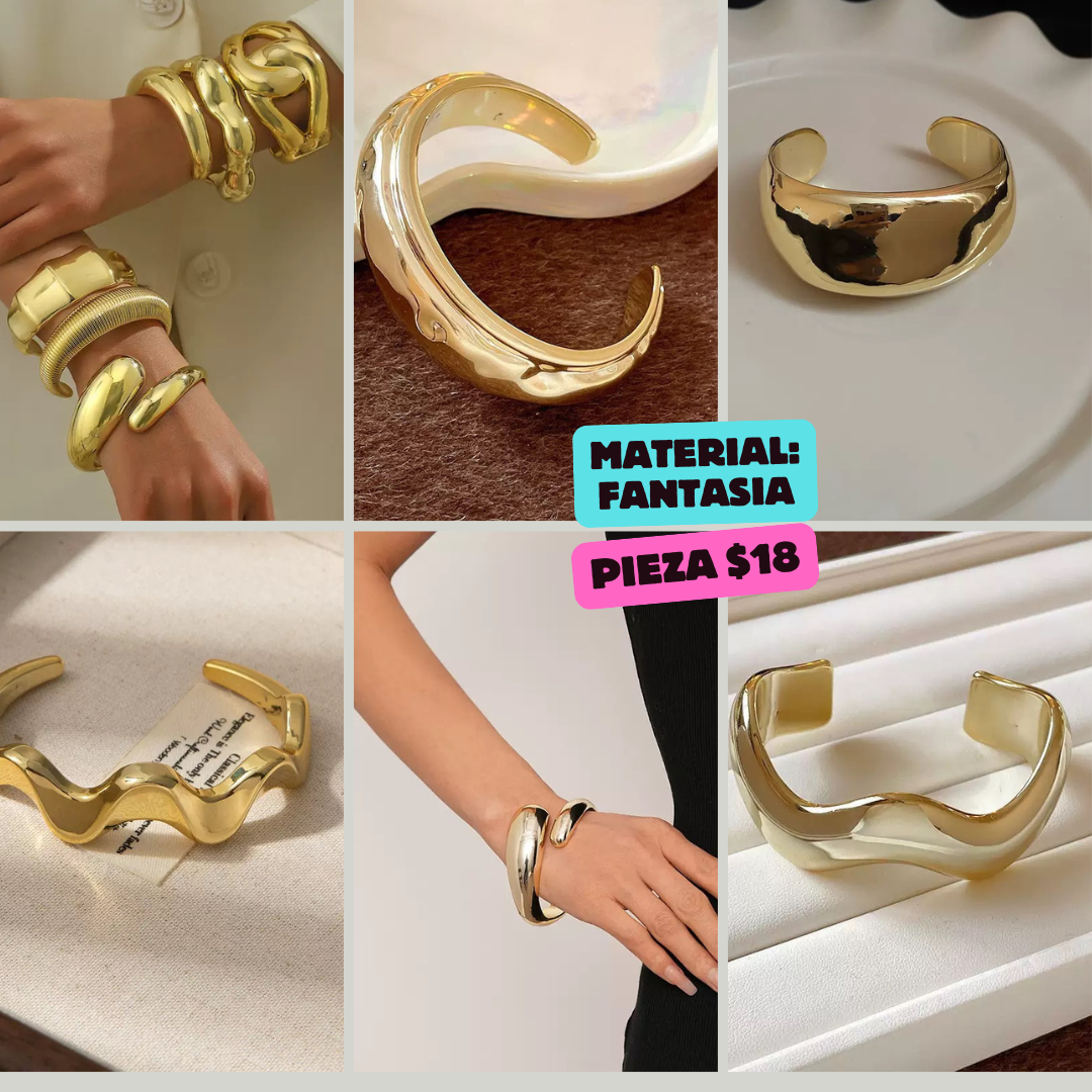 pulsera de fantasia, dorada a132