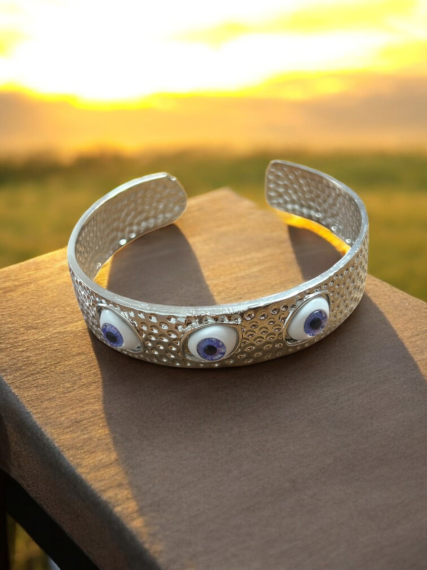 pulsera ojo turco, acero inoxidable, plata