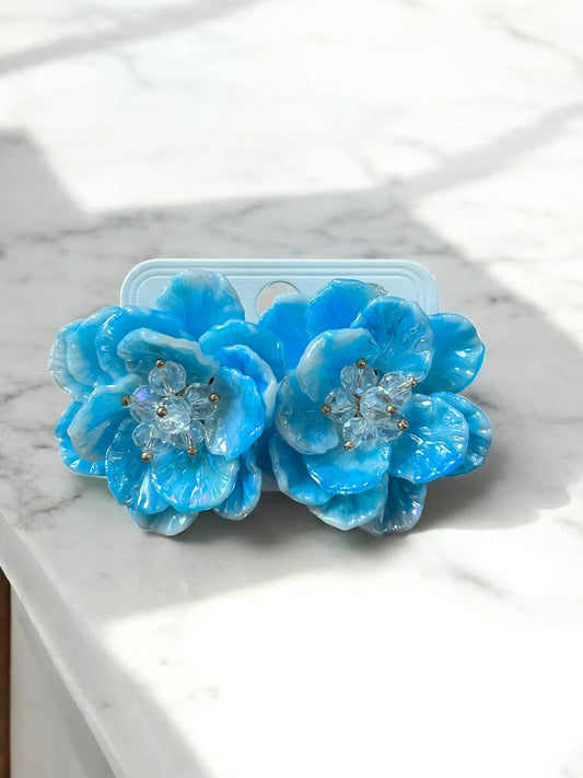 arete flor , chapa de oro,