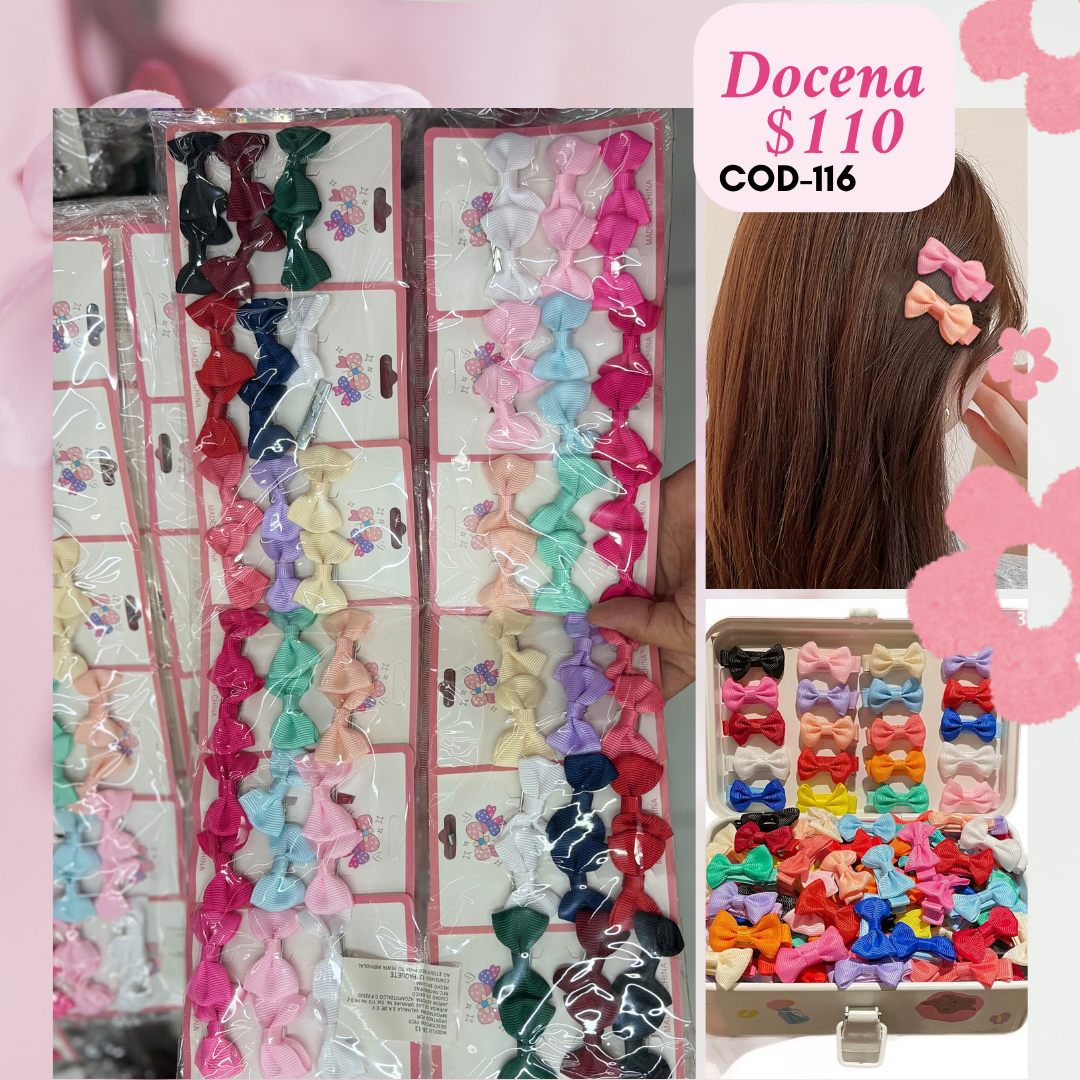 Moños pequeños en set, c/set con 6 moños, 12 sets, codigo a116