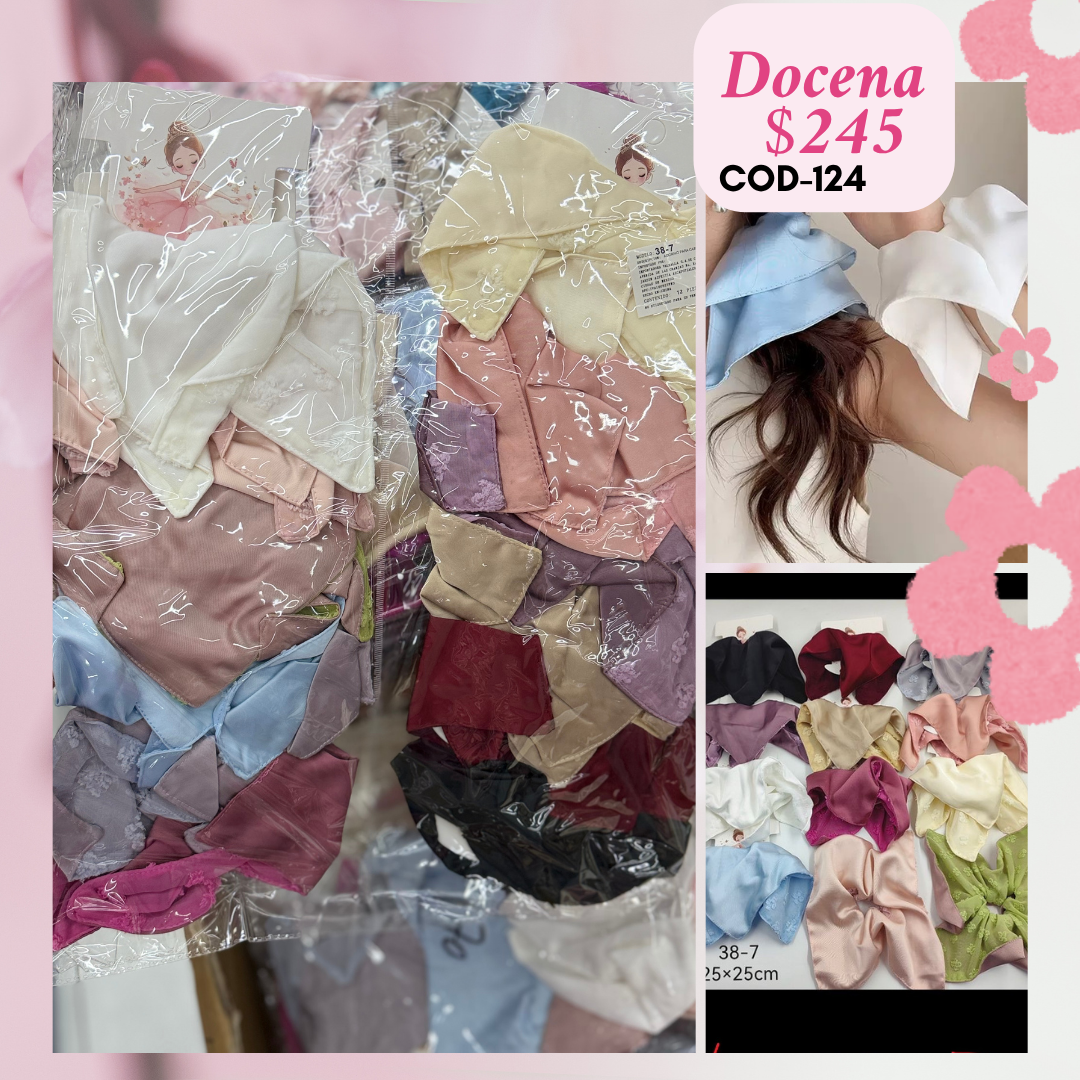 scrunchie con textura, grande, docena, codigo a124