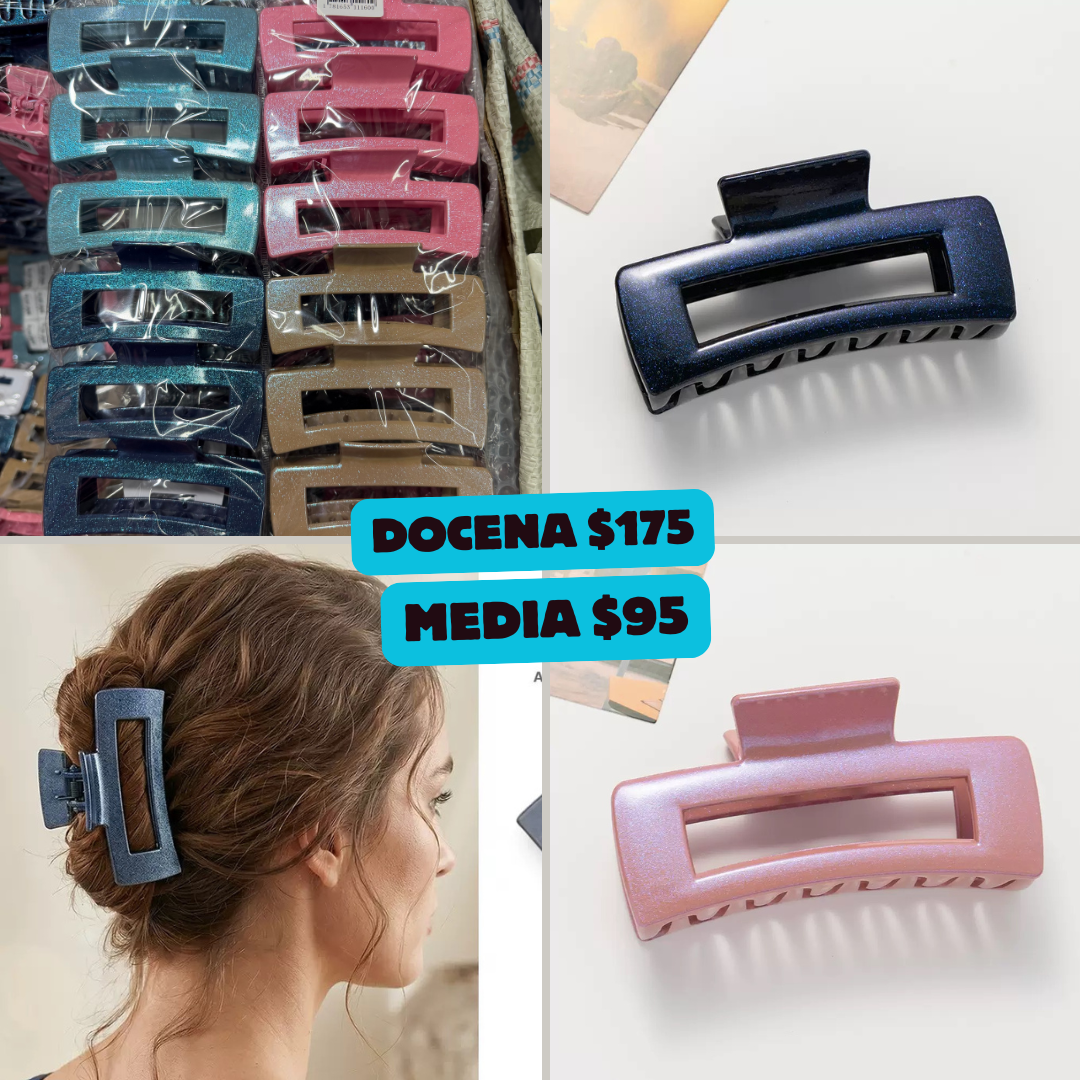 pinza rectangulo brillosa, codigo a245bis