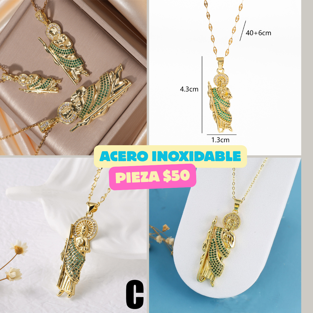 Cadena con medalla san judas Tadeo, acero inoxidable, codigo a713