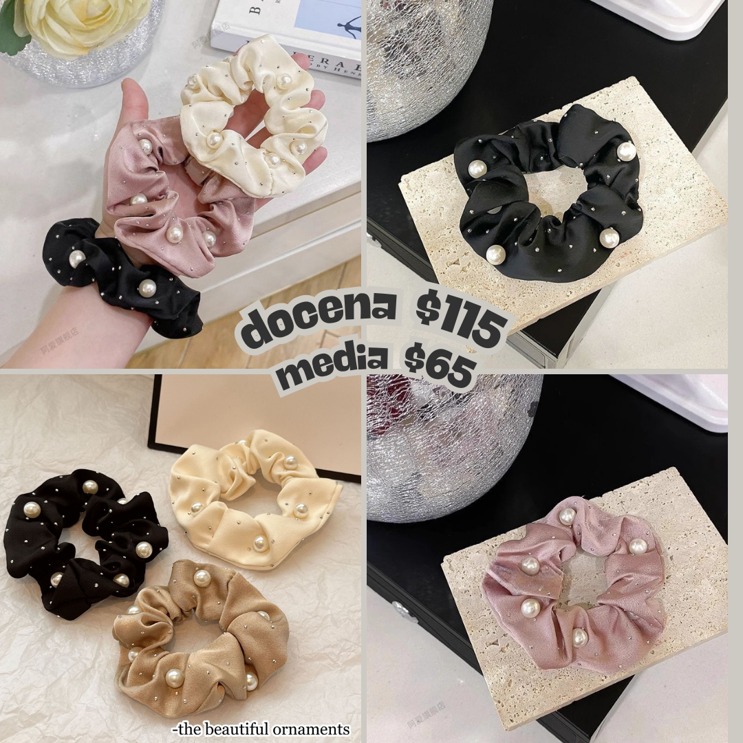 scrunchie piedra con perla, codigo a33