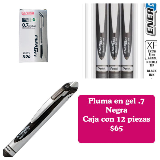 CAJA DE PLUMAS DE GEL, NEGRA, .7, CODIGO A151