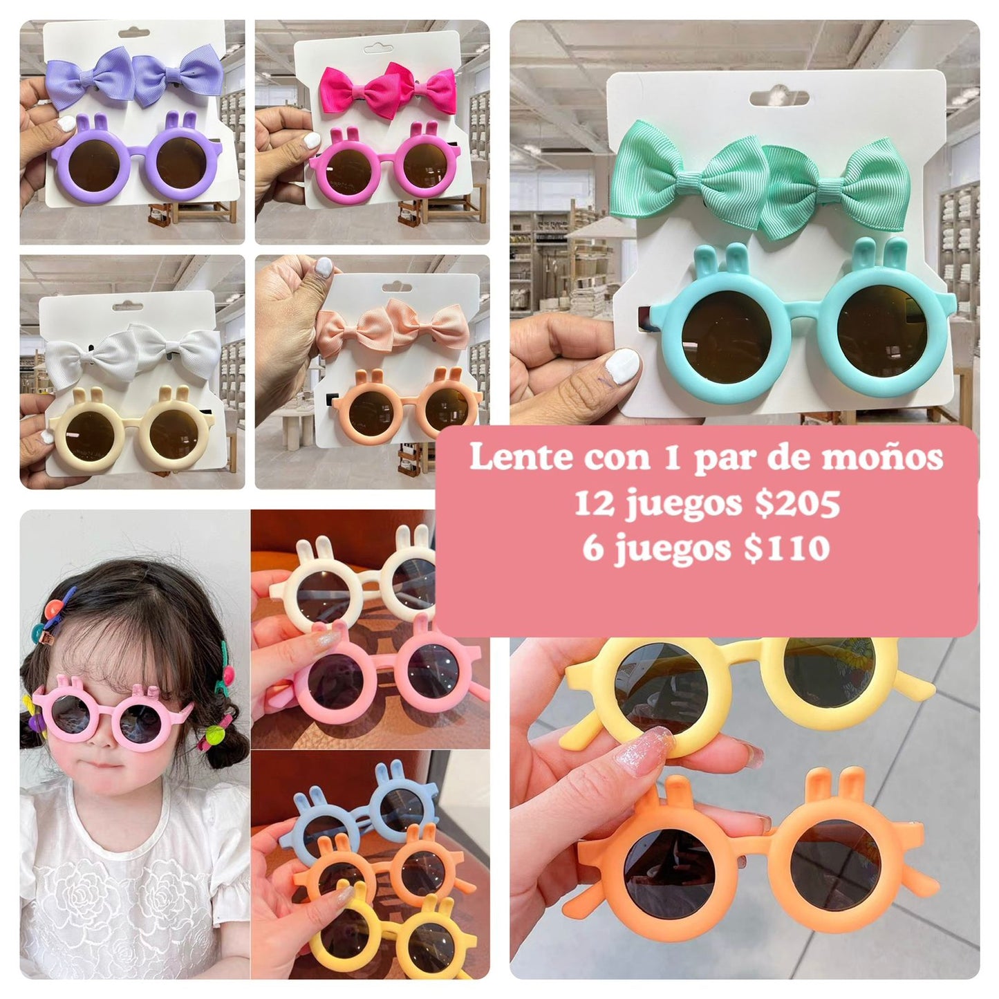 Lentes con moños para niña codigo A273