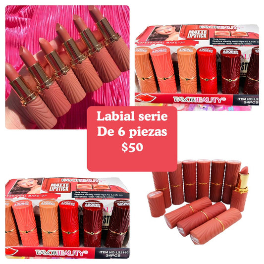 Labial mate, serie de 6 piezas codigo A108