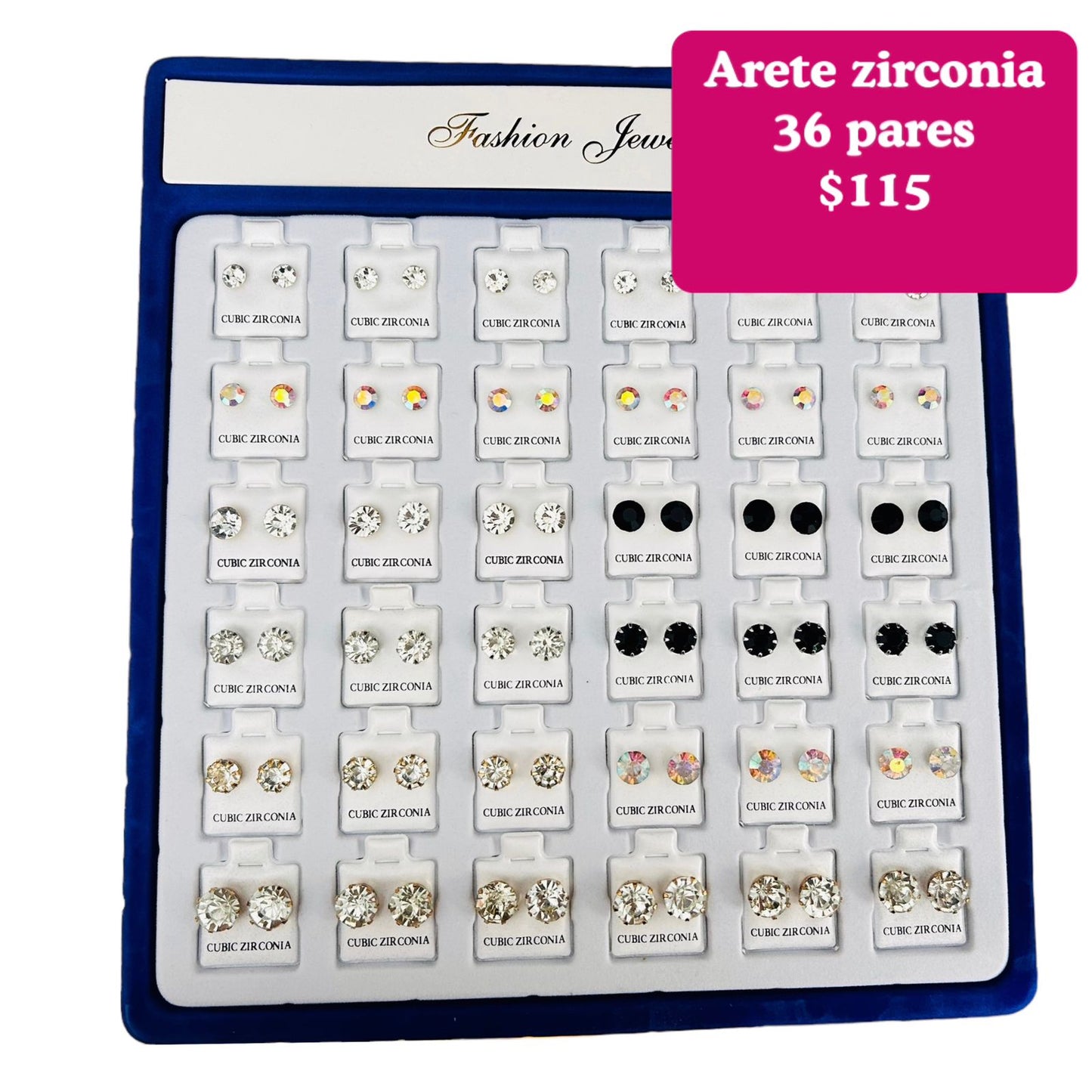 Tabla de aretes de zirconia codigo A8