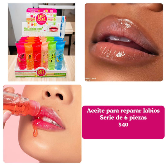 Serie de 6 gloss- aceite para reparar labios, codigo A404