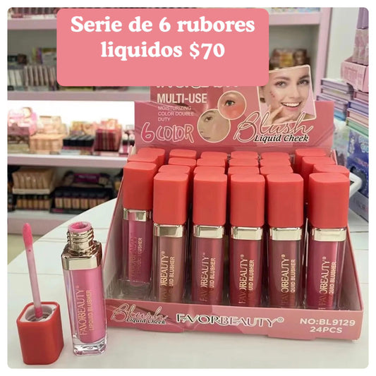 Serie de 6 rubor liquido, codigo A287