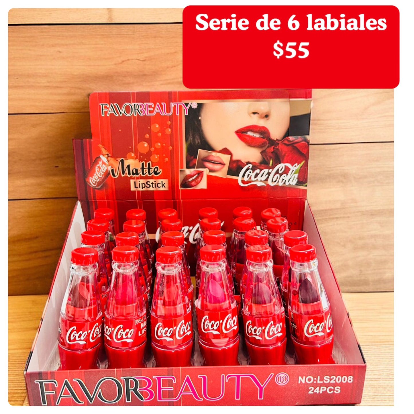 Labial coca-cola, serie de 6 piezas, codigo A210