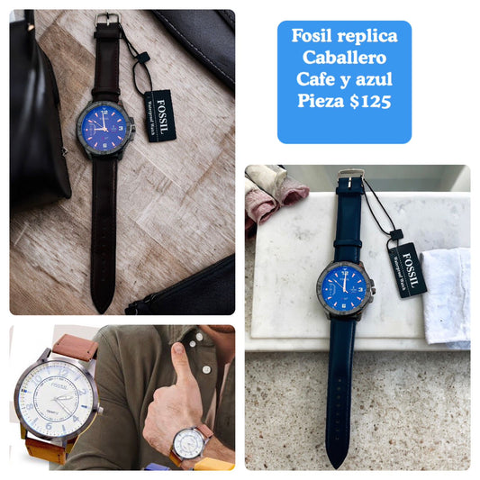 Reloj cafe y azul imitacion de caballero, codigo A4