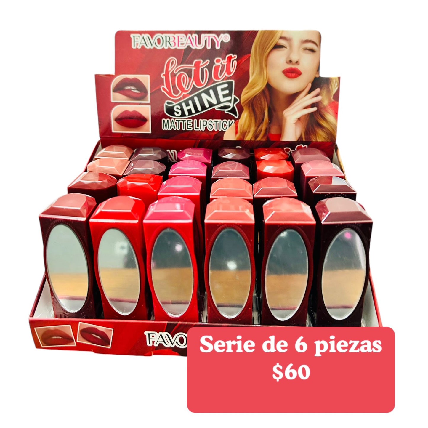 Serie de 6 labiales con espejo, codigo A231