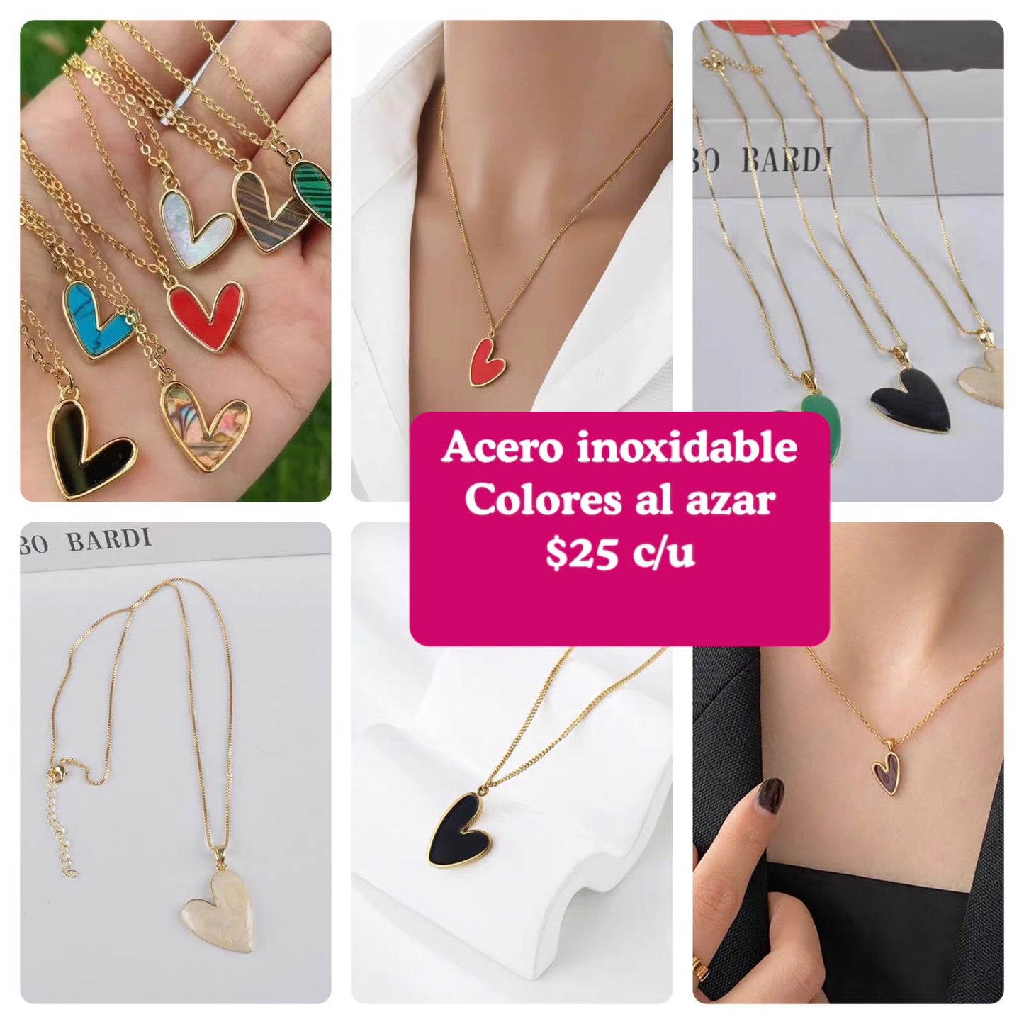 Collar de corazones, acero inoxidable, codigo A244