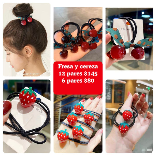 Ligas en par de cerezas y fresas,codigo a223