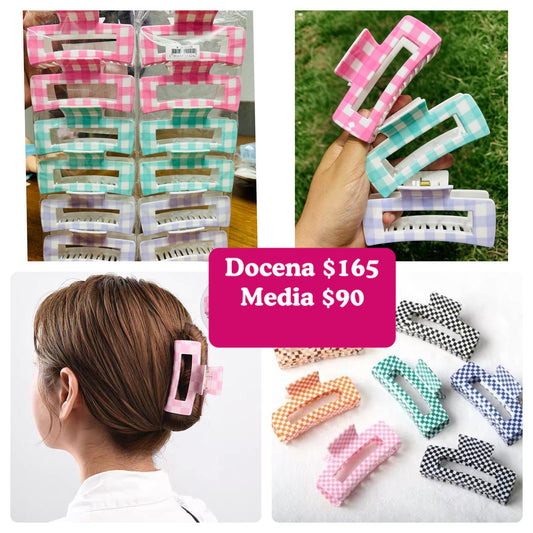 Pinza cuadros, colores pastel, codigo a274BIS