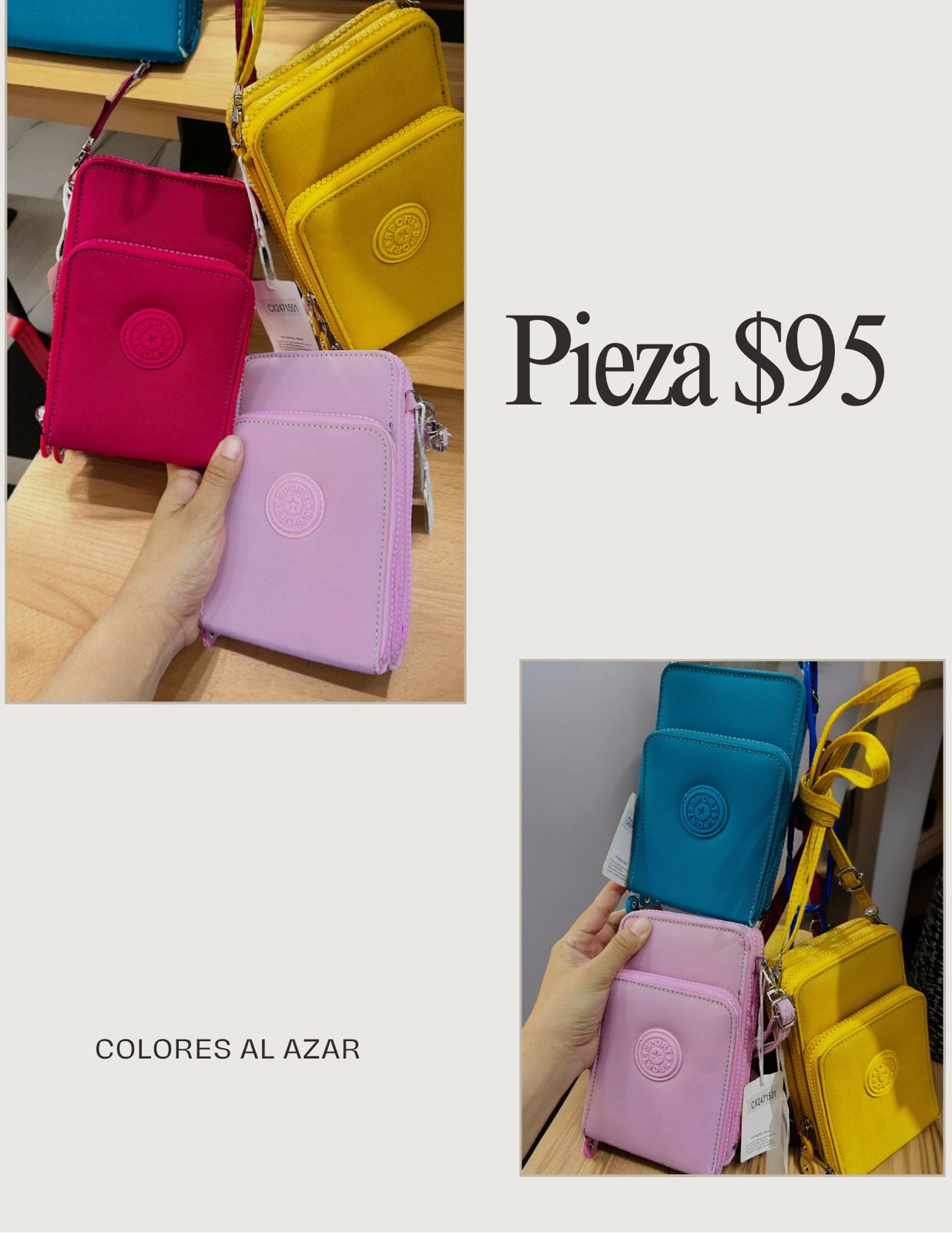 Bolso tipo mariconera con sello sport , colores al azar código a48