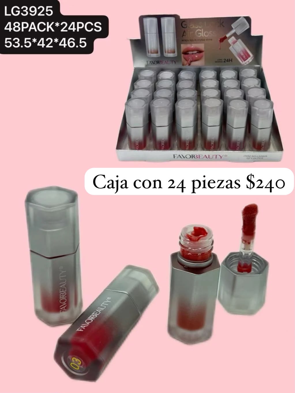 gloss liquido de color , caja con 24 piezas, codigo lg3925