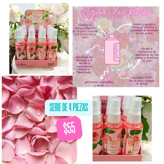 Agua rosas, serie de 4 piezas, 60 mil codigo a243
