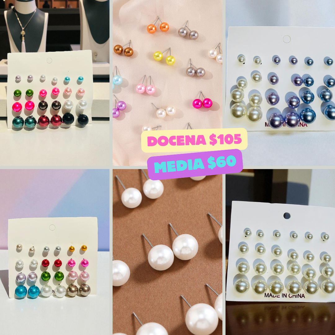 arete perla en set, diferentes tonos, codigo a278