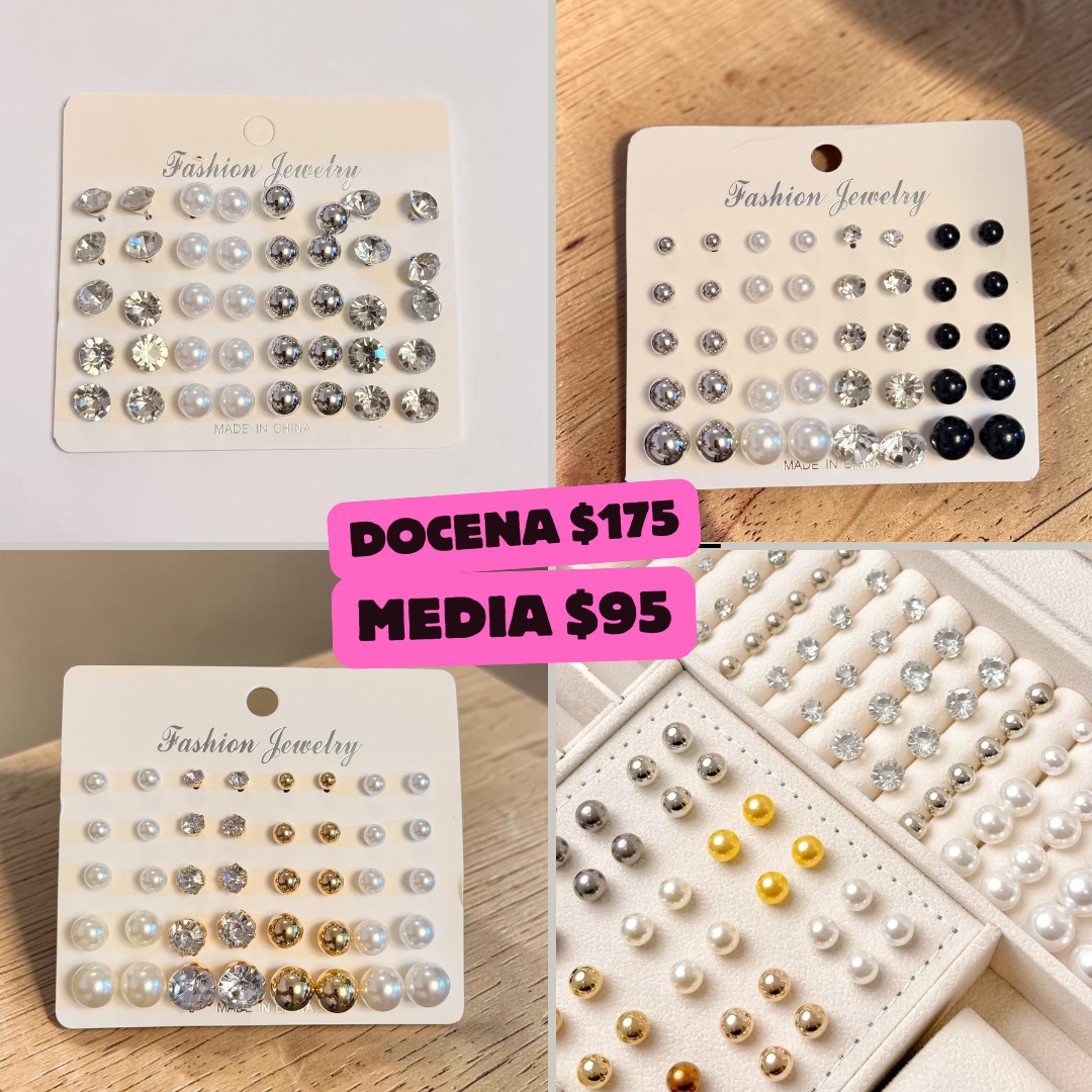 sets de aretes perla y piedras, codigo a131bis