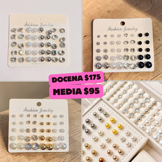 sets de aretes perla y piedras, codigo a131bis