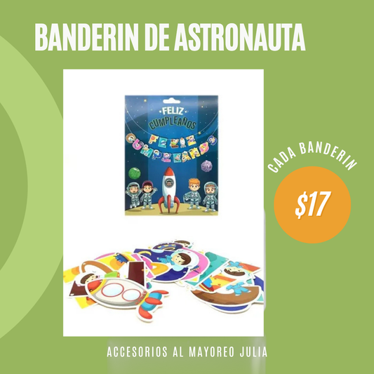 banderín feliz cumpleaños de astronauta, codigo a308