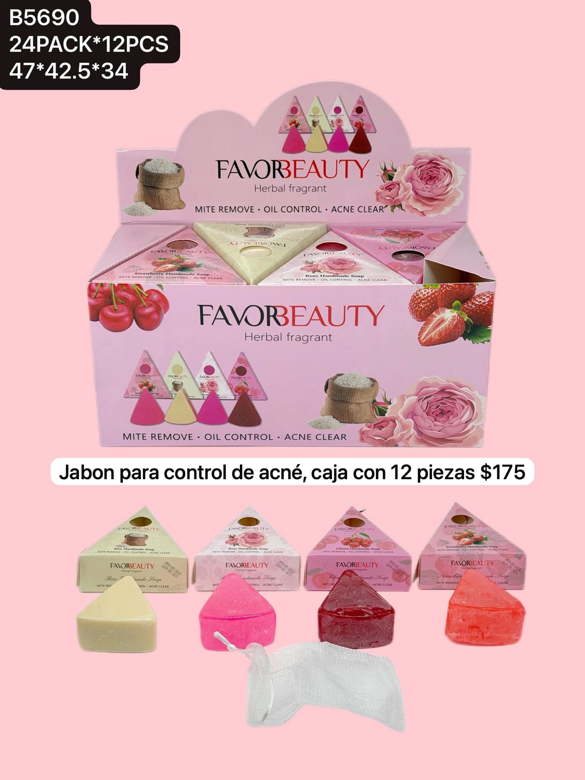 Caja con 12 jabones para control de acné, codigo B5690