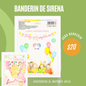 banderín de feliz cumpleaños, sirena, codigo a305