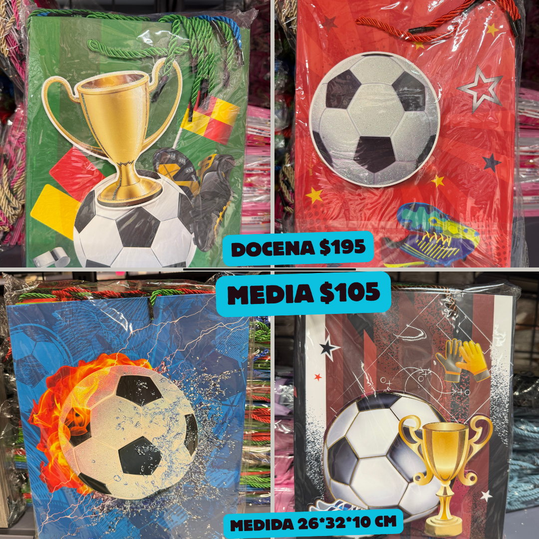 Bolsa de regalo futbol, medida 26*32*10 cm, codigo a925