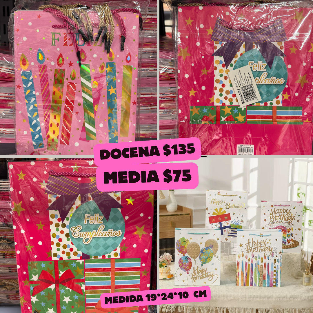 Bolsa de regalo tonos pasteles, medida 19*24*10cm, codigo a918