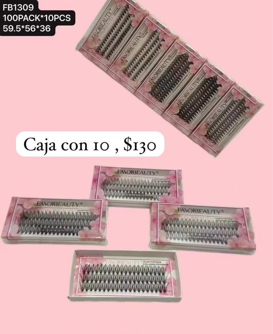 pestañas de uno en uno en set, caja con 10 sets, codigo fb1309
