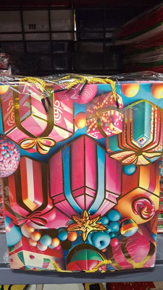 Bolsa de regalo con diseño de regalos, 26x32x10 cm, docena