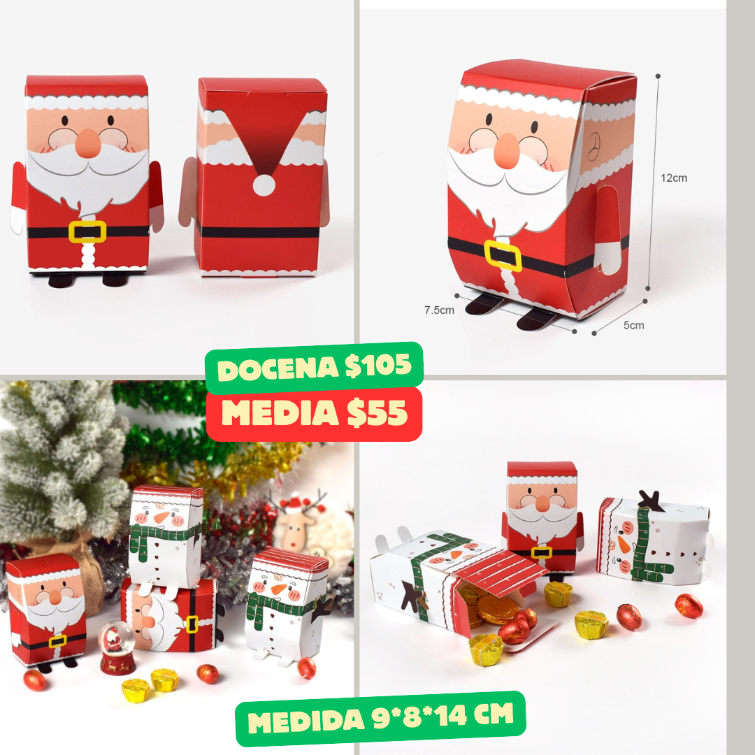 caja navideña chica con patitas, medida 9*8*14 cm, codigo a911