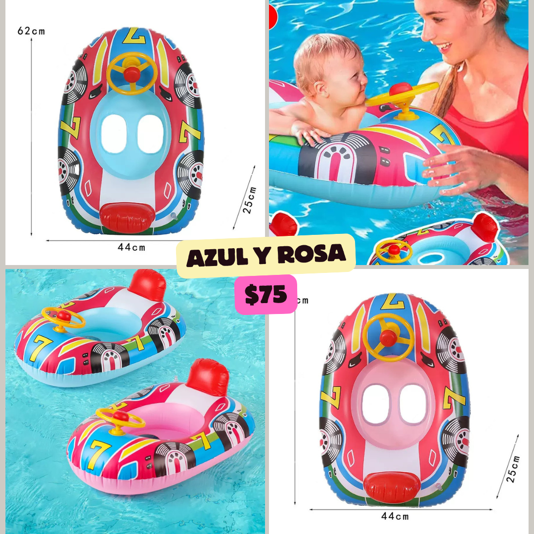 floti de carrito y volante, azul y rosa