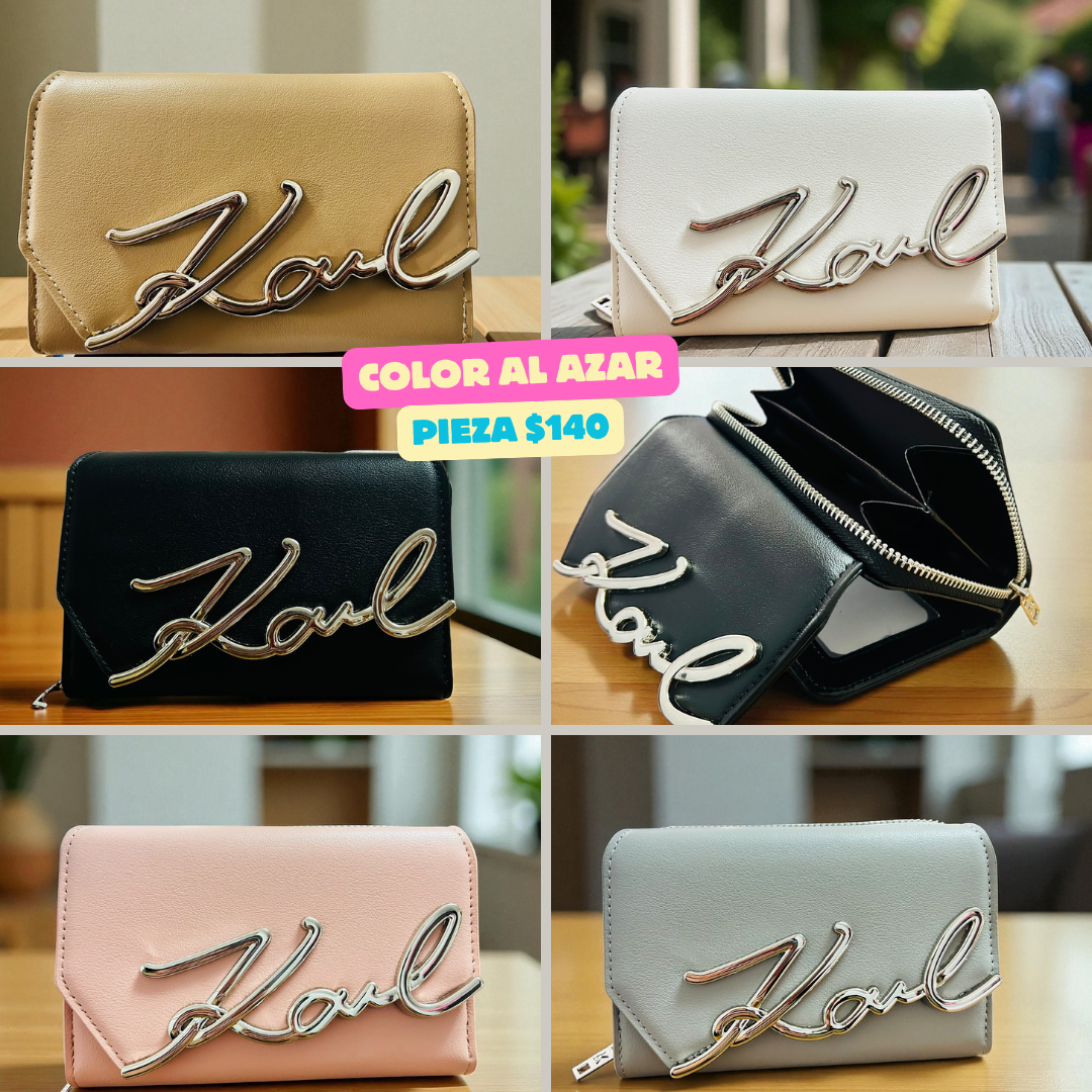 cartera replica con detalle de logo, color al azar, codigo a308