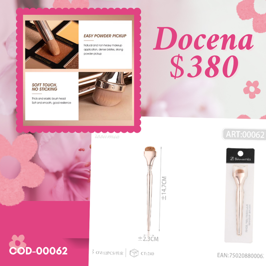 brocha dorada para sombra o corrector, docena, codigo 00062