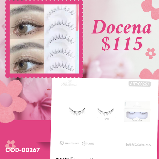 pestañas cortas separadas, docena, codigo 00267