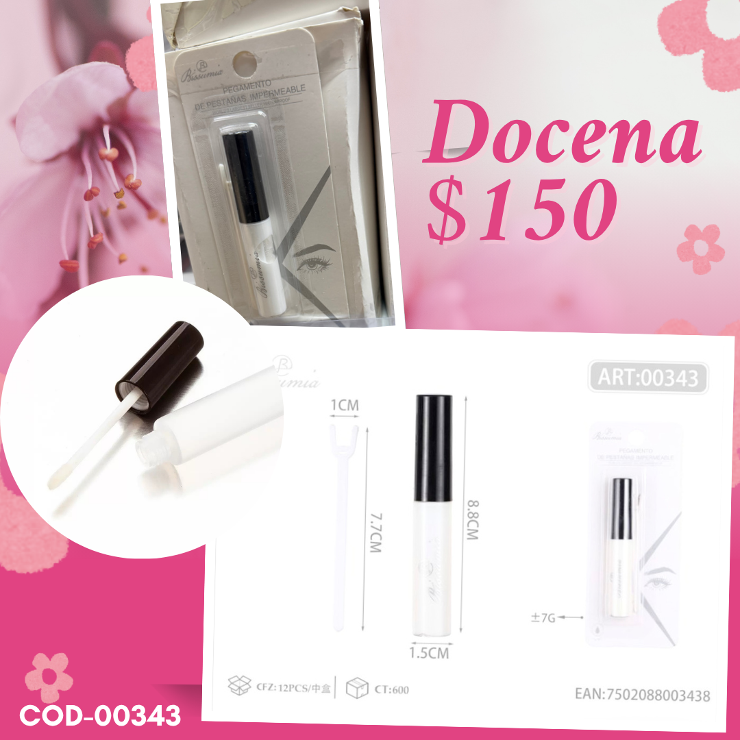 pegamento blanco para pestañas, docena, codigo 00343